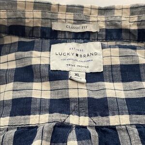 Lucky Brand Navy and Beige Checkered Shirt